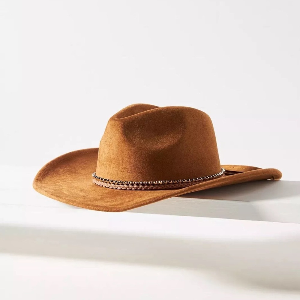 NWT SOLD OUT By Anthropologie Faux-Suede Rancher Hat in Honey Brown OS